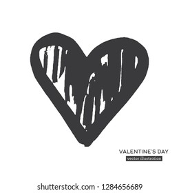 Corazón de caligrafía dibujado a mano aislado en fondo blanco. Ilustración vectorial.