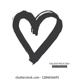 Hand Drawn Calligraphy Heart Isolated on White Background. Vector Illustration.