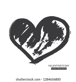 Hand Drawn Calligraphy Heart Isolated on White Background. Vector Illustration.