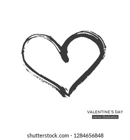 Hand Drawn Calligraphy Heart Isolated on White Background. Vector Illustration.