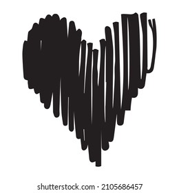 Hand Drawn Calligraphy Heart Isolated on White Background. Vector Illustration.