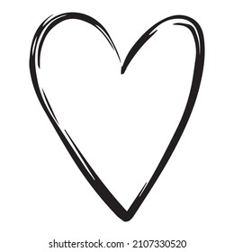 Corazón de caligrafía dibujado a mano aislado en fondo blanco. Ilustración vectorial.