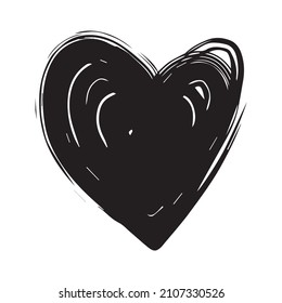 Corazón de caligrafía dibujado a mano aislado en fondo blanco. Ilustración vectorial.