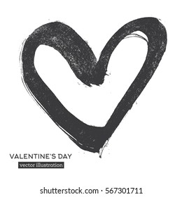 Hand Drawn Calligraphy Heart Isolated on White Background. Vector Illustration.