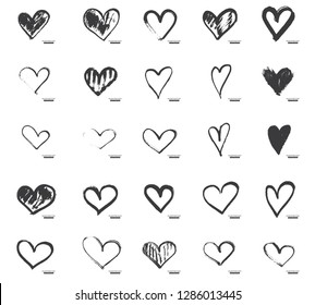 Corazón de caligrafía dibujado a mano aislado en fondo blanco. Ilustración vectorial. 