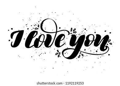 Hand Drawn calligraphy "I love you". Lettering for web, polygraphy, congratulations, promotional pictures news, invitations, postcards, banners, posters. Vector illustration. Happy Valentines day