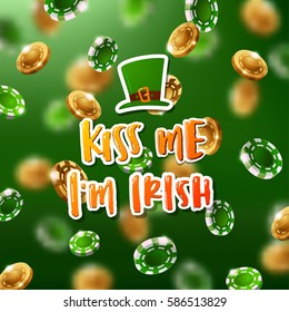 Hand drawn calligraphy Kiss me i`m Irish.  poster Happy St. Patrick's Day 