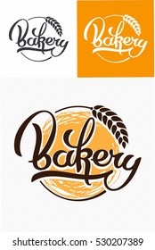 Hand drawn calligraphy lettering. Bakery logo