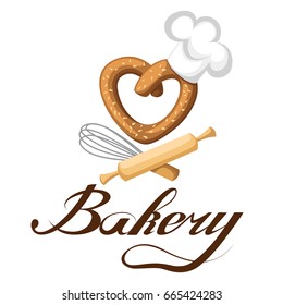 Hand drawn calligraphy lettering. Bakery logo. Web site page and mobile app design vector element.