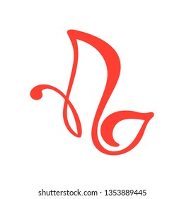 Hand drawn calligraphy logo of butterfly. Beauty cosmetic concept. Ecology vector element. Illustration eco icon design for wedding and Holiday, greeting card.
