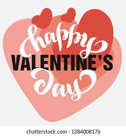 Hand drawn calligraphy logo "Happy Valentines Day". Lettering poster, background, postcard, banner, window. Vector Illustration eps 10