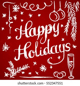 hand drawn calligraphy merry christmas and happy new year
