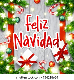 Hand drawn calligraphy Merry Christmas  in spanish language. Feliz navidad. concept handwritten 