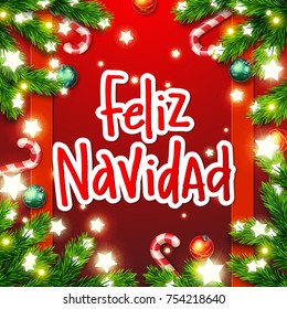 Hand drawn calligraphy Merry Christmas  in spanish language. Feliz navidad. concept handwritten 