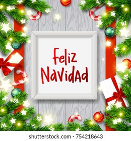 Hand drawn calligraphy Merry Christmas  in spanish language. Feliz navidad. concept handwritten 