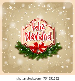 Hand drawn calligraphy Merry Christmas in spanish language. Feliz navidad. concept handwritten