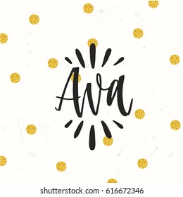 Hand drawn calligraphy personal name Ava
