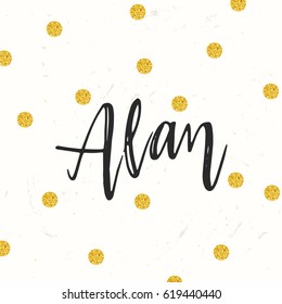 Hand drawn calligraphy personal name Alan