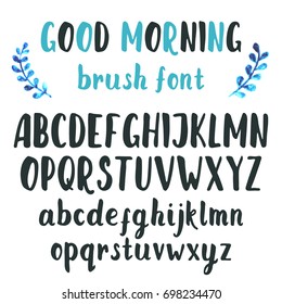 Hand drawn calligraphy script. Creative hand written abc, modern painted letters for custom design. Vector illustration.