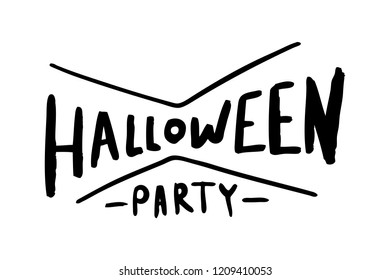 Hand drawn calligraphy with text halloween party on white background.