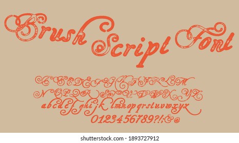 Hand drawn calligraphy typeface for logos.Outdoor poster advertising inspired font. Textured unique brush in alphabet style. Letters.Vector Alphabet. Exclusive Custom Letters.