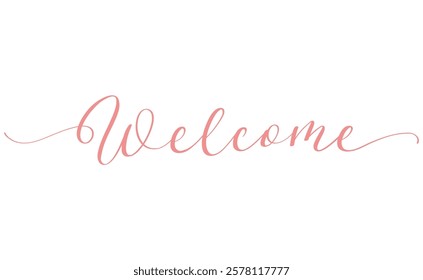 Hand drawn calligraphy of the word "Welcome"