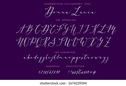 Hand drawn callygraphic font vector alphabet set