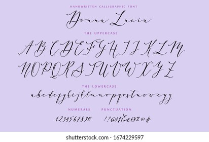 Hand drawn callygraphic font vector alphabet set