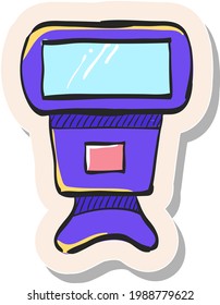 Hand drawn Camera flash icon in sticker style vector illustration