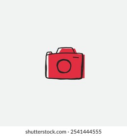 Hand drawn camera icon flat vector design