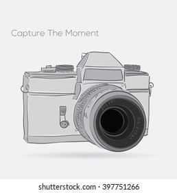 Hand drawn camera icon with quote. vector illustration
