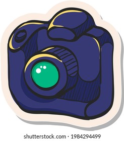 Hand drawn Camera icon in sticker style vector illustration