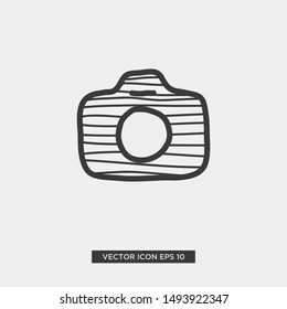 hand drawn camera icon in trendy vector illustration