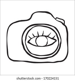 Hand drawn camera icon vector