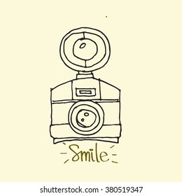 Hand drawn camera icon vector. vector illustration.