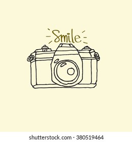 Hand drawn camera icon vector. vector illustration.