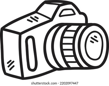 Hand Drawn camera illustration isolated on background