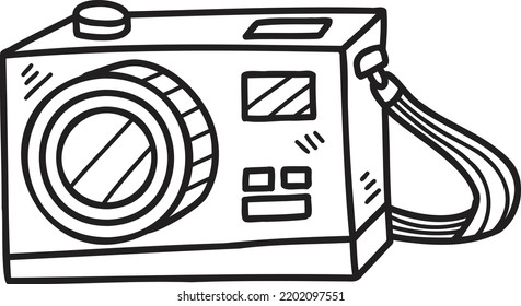 Hand Drawn camera illustration isolated on background