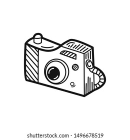 Hand drawn Camera isolated on a white. Vector illustration.