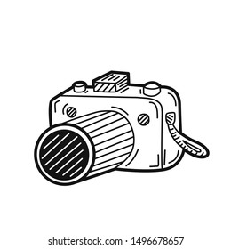 Hand drawn Camera isolated on a white. Vector illustration.