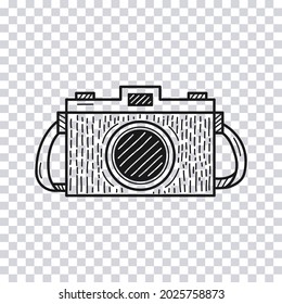 Hand drawn Camera isolated on transparent background. Vector illustration.