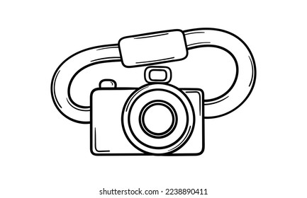 hand drawn camera on white background
