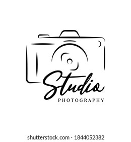 Hand drawn camera photography logo studio
