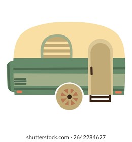 ilustração vetor de reboque de campista desenhado à mão sobre um fundo branco, reboque de viagem, caravana, reboque de campismo, veículo recreativo