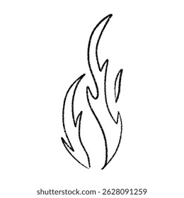 Handgezeichnetes Lagerfeuer mit Doodle-Flammen. Retro Feuer Umriss und Rauch Silhouette. Flache Vektorgrafik einzeln auf weißem Hintergrund.