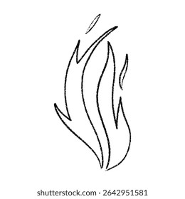 Hand drawn campfire with doodle flames. Retro fire outline and smoke silhouette. Flat vector illustration isolated on white background.
