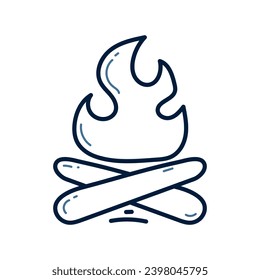 Hand drawn campfire doodle line illustration. Campfire doodle icon vector.