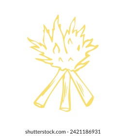 Hand Drawn Campfire Icon Vector Illustration