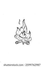 Hand Drawn Campfire Illustration for Tattoos Stickers Logos Coloring Pages and Art Projects