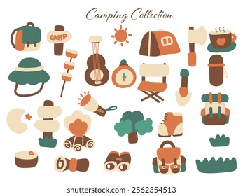 Hand Drawn Camping Collection Illustration.